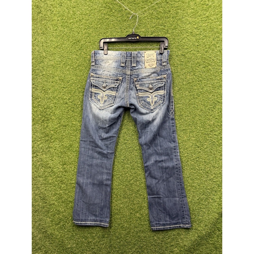Rock Revival Timothy Boot Cut Jeans Mens 29 Dark Wash Denim Flap Pocket Y2k